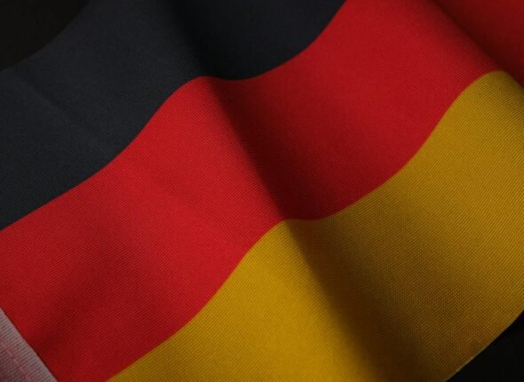 Detailed view of the Germany flag showing vibrant black, red, and yellow colors.