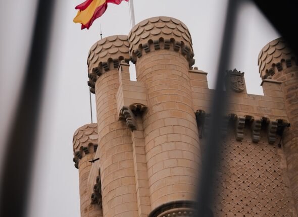 a flag on a tower